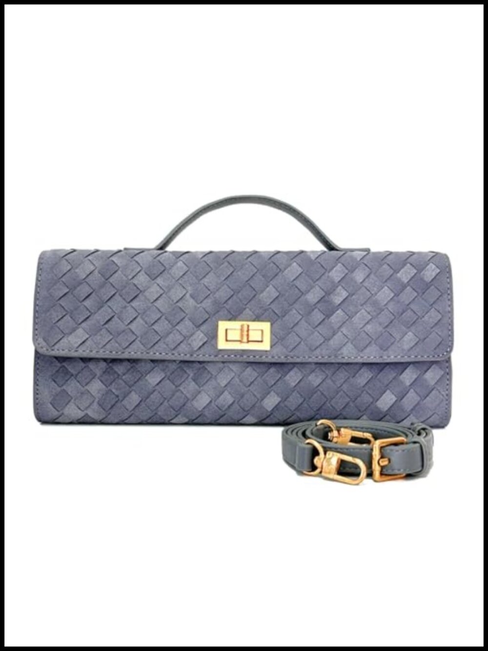 Woven Faux Suede Shoulder Bag with Top Handle